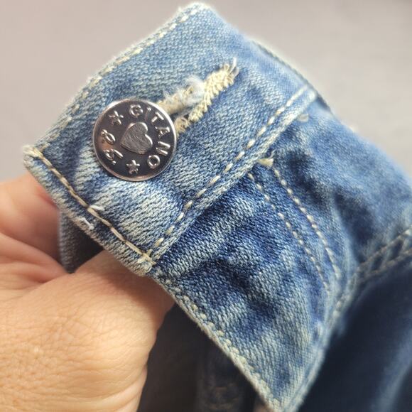 Vintage Gitano Jeans Womens Size 16 Short Blue High Rise Barrel Leg Rigid Denim - Picture 5 of 15